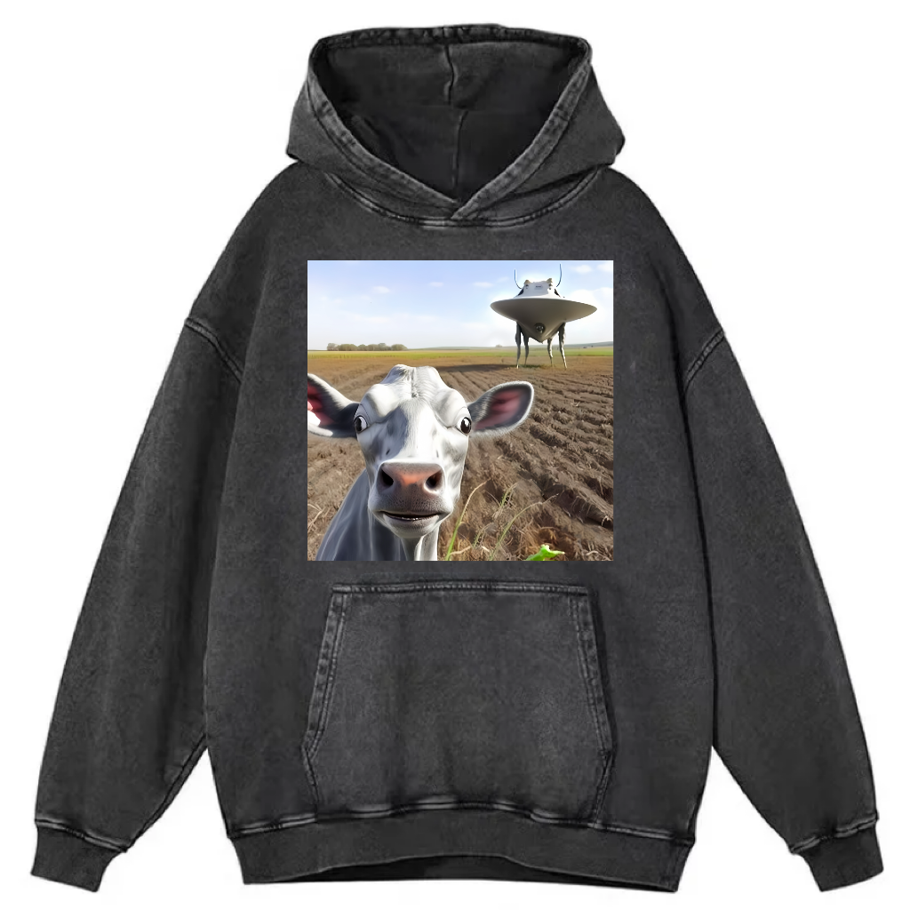 Funny Animal Selfie With UFO Art Acid Wash Shirt/Sweatshirt/Hoodie