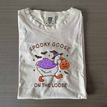 Embroidered Spooky Goose T-shirt-Magmoo