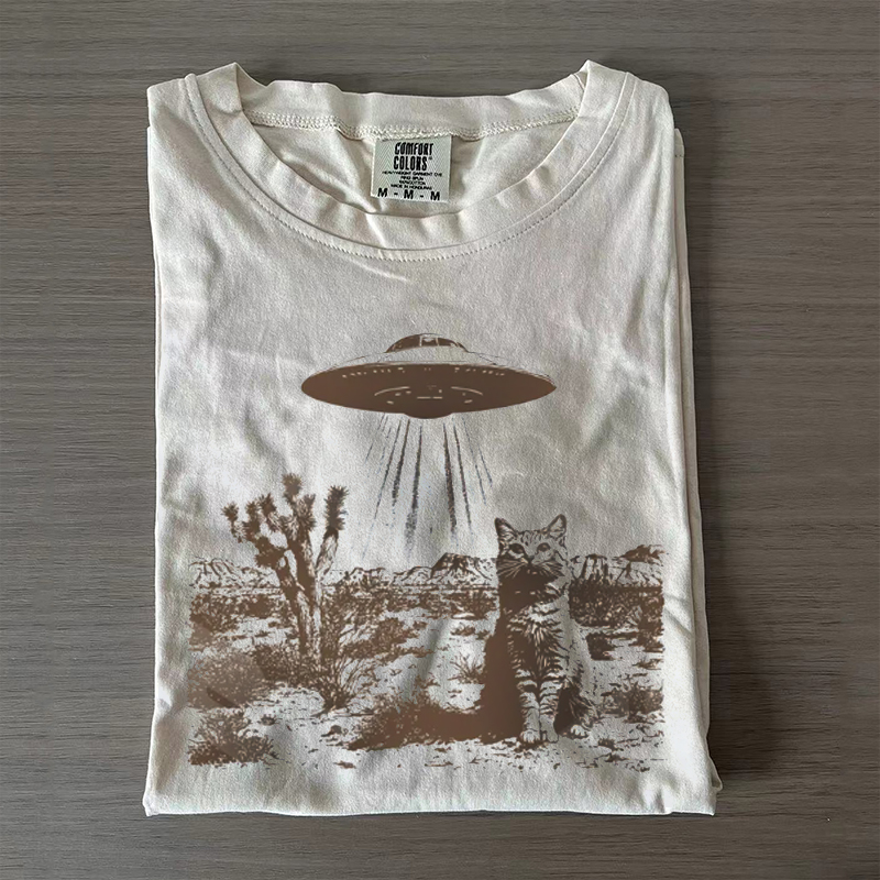 [Prime]Vintage UFO Cowboy Cat T-shirt-Magmoo