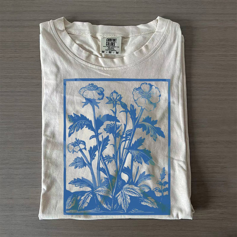 Vintage Wildflowers Graphic T-shirt-Magmoo