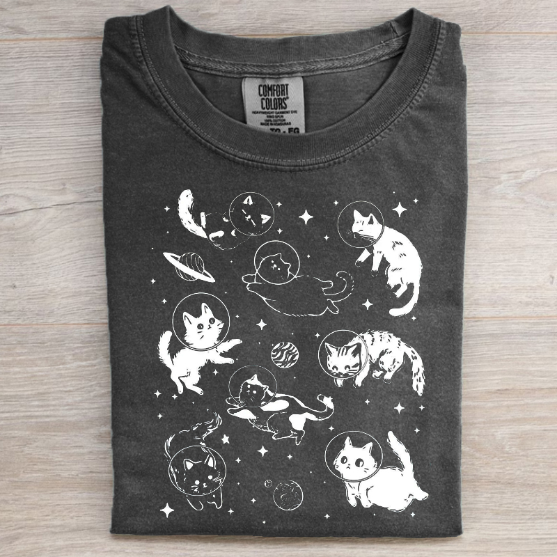 Cats In Space Comfort Colors T-shirt-Magmoo