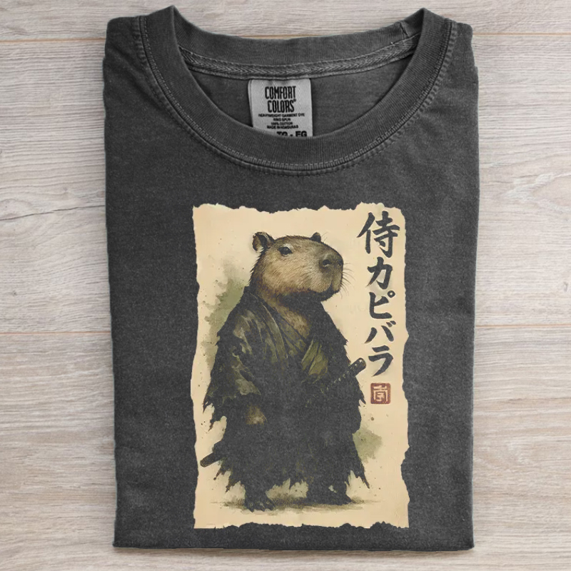 Capybara Samurai T-shirt-Magmoo