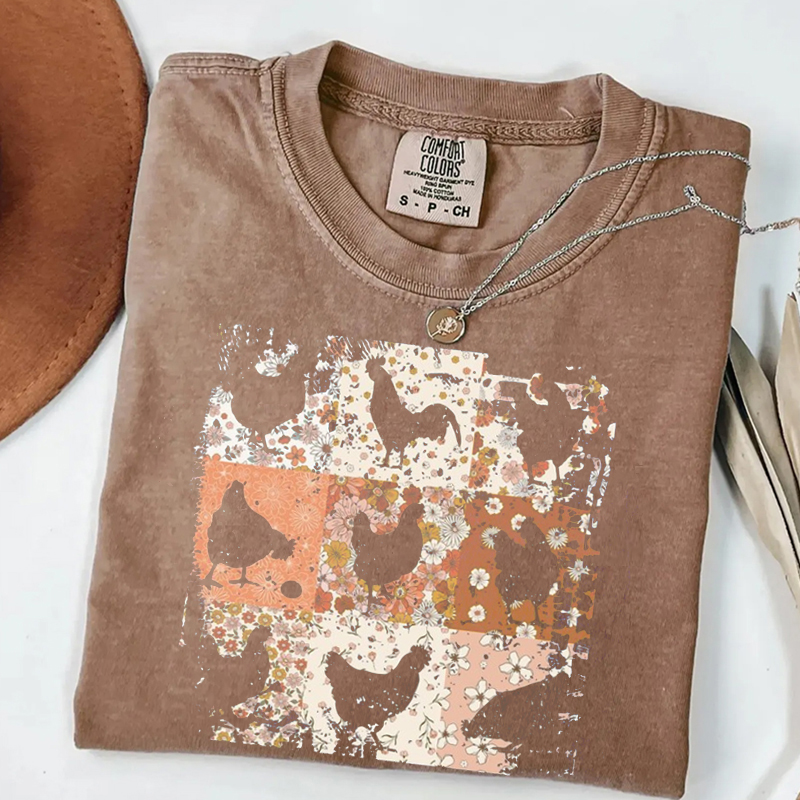 Comfort Colors Boho Chickens T-shirt-Magmoo
