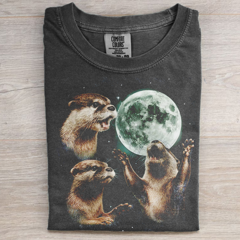 Three Otters Moon Comfort Colors T-shirt-Magmoo