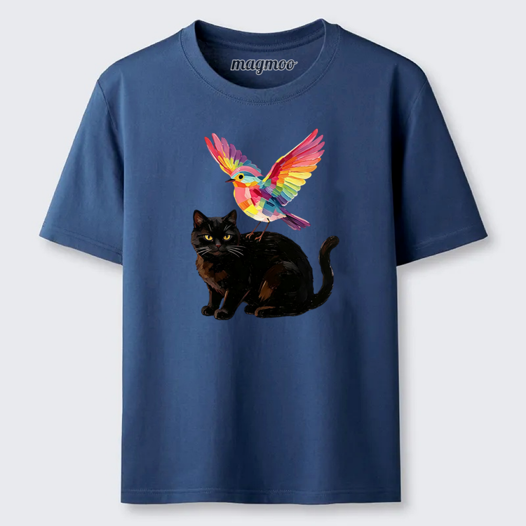 Magmoo Rainbow Bird With Cat Classic T-shirt