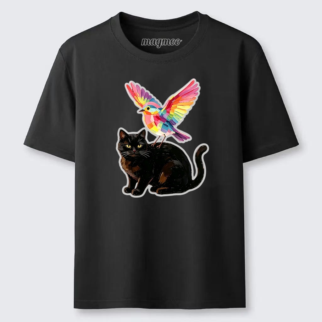 Magmoo Rainbow Bird With Cat Classic T-shirt