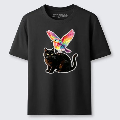 Magmoo Rainbow Bird With Cat Classic T-shirt