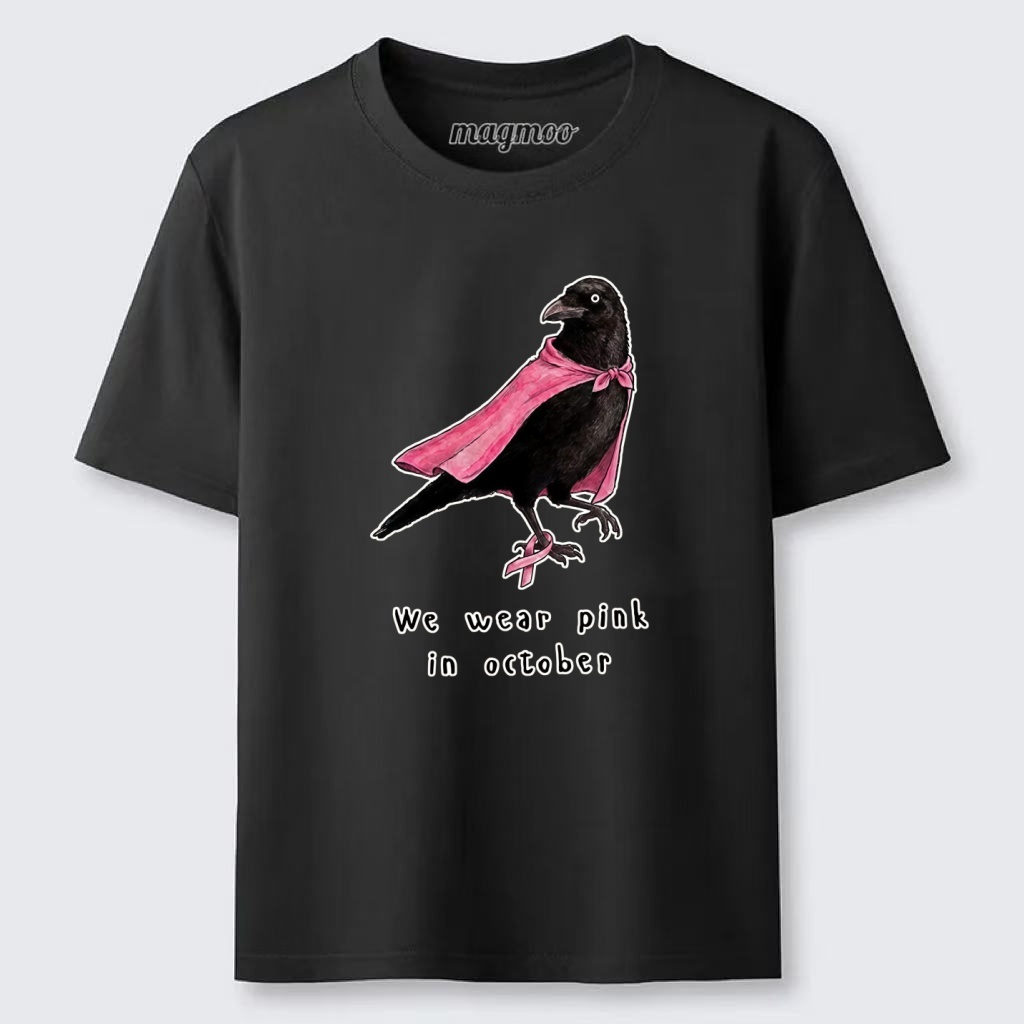 Magmoo Pink Ribbon Raven Breast Cancer Awareness Classic T-shirt