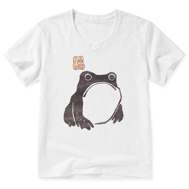 Magmoo Matsumoto Hoji Woodblock Print Frog V-Neck Classic T-Shirt