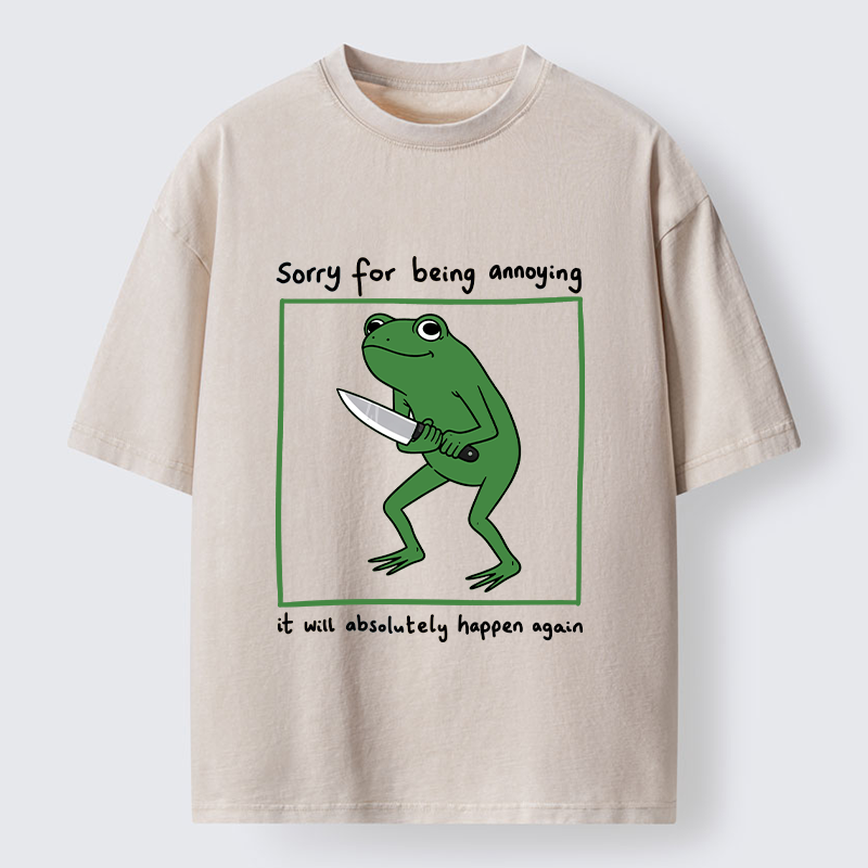 Magmoo Frog Holding A Knife Japan Washed T-Shirt