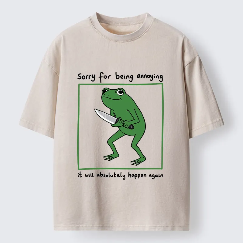 Magmoo Frog Holding A Knife Japan Washed T-Shirt