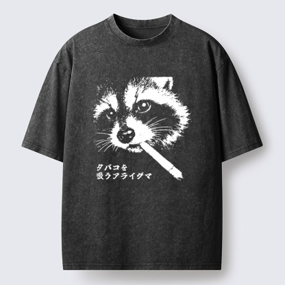 Magmoo Somking Raccoon Washed T-Shirt