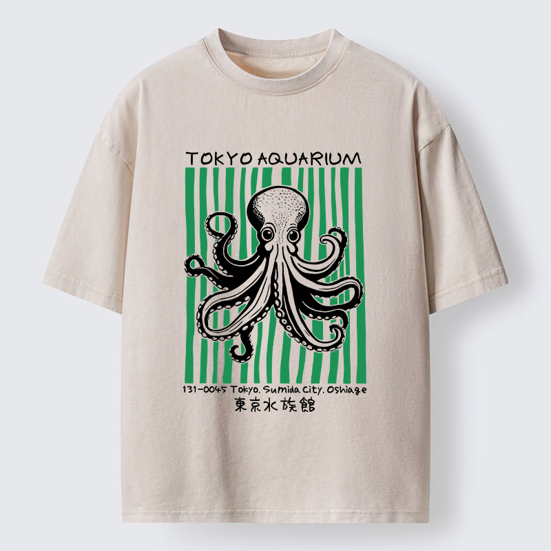 Magmoo Cute Tokyo Octopus Washed T-Shirt