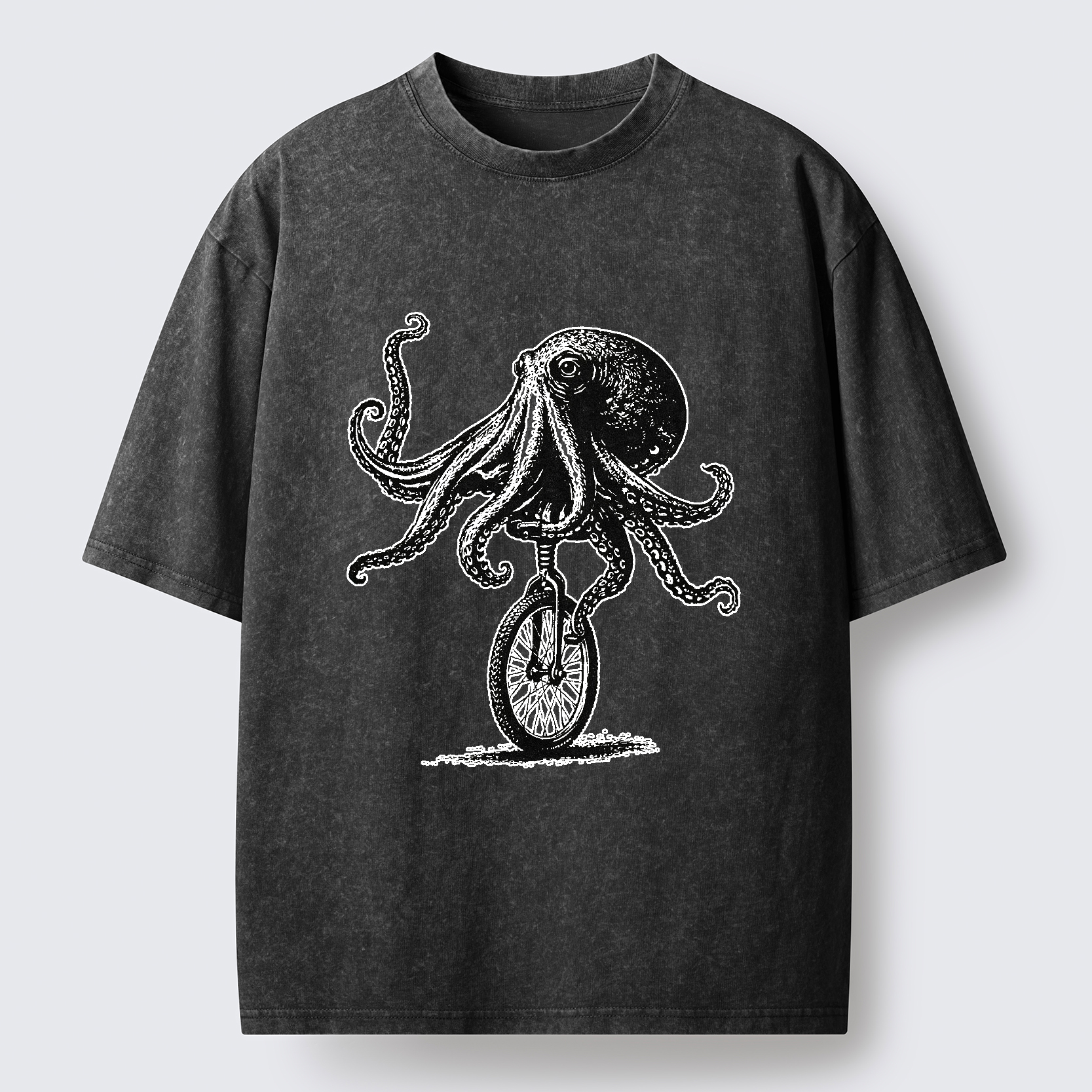 Magmoo Octopus On A Unicycle Washed T-Shirt