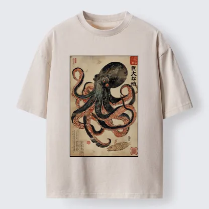 Magmoo Retro Octopus Painting Washed T-Shirt