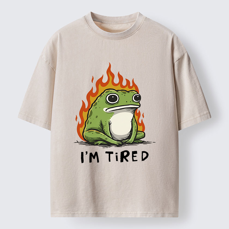Magmoo Tired Frog Japan Washed T-Shirt-Magmoo