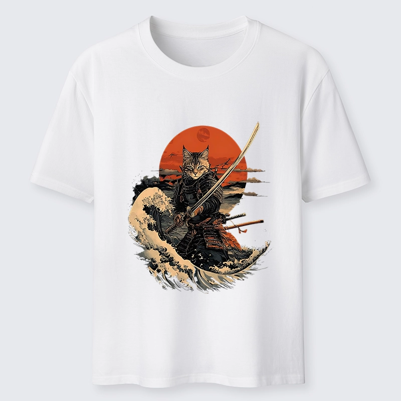 Magmoo Handsome Cat Samurai Japanese Classic T-Shirt-Magmoo