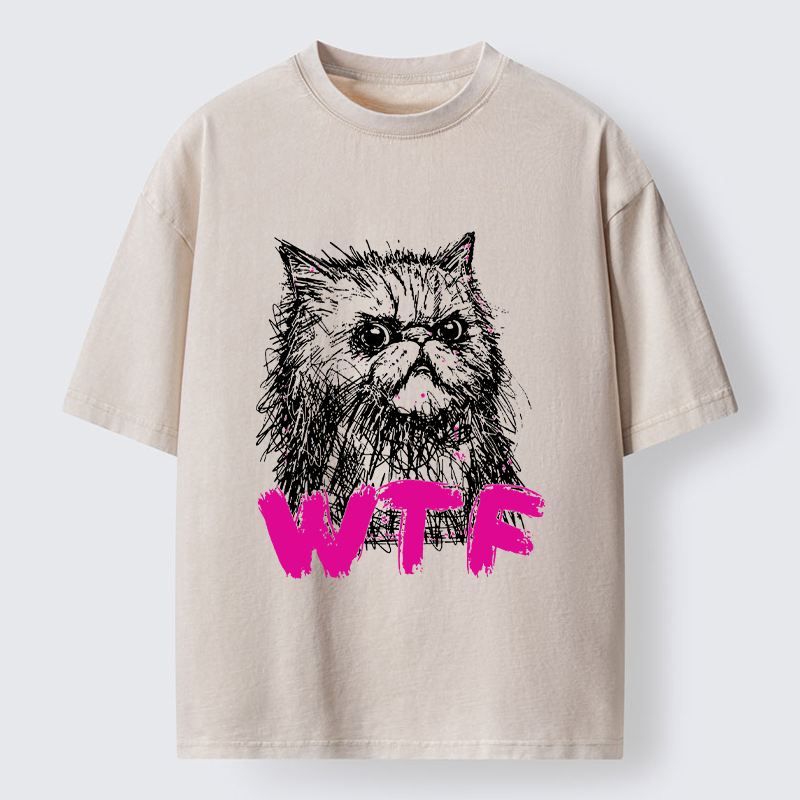 Magmoo Angry And Sloppy Cat Washed T-Shirt-Magmoo