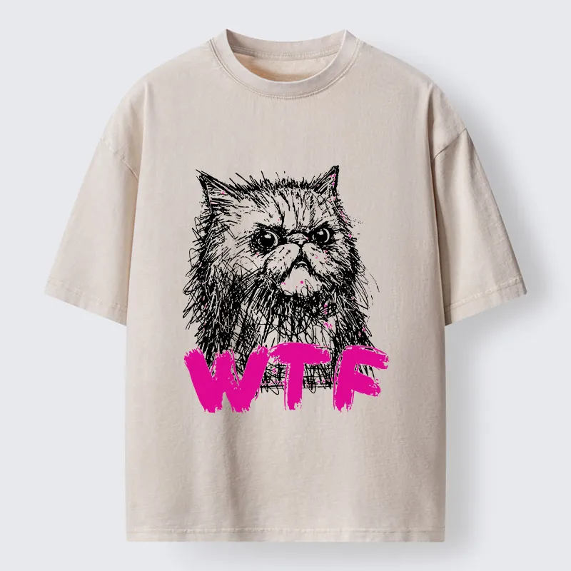 Magmoo Angry And Sloppy Cat Washed T-Shirt-Magmoo