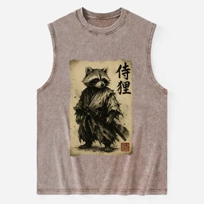 Magmoo Retro Raccoon Samurai Washed Tank