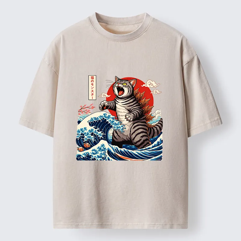 Magmoo Catzilla Roar Washed T-Shirt-Magmoo