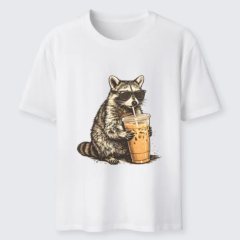 Magmoo Raccoon Drinking Coffee Funny Classic T-Shirt