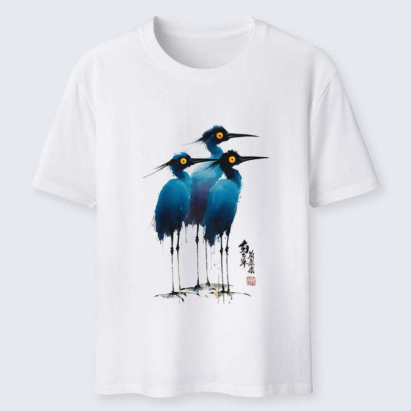 Magmoo Great Blue Heron Ink Painting Classic T-Shirt-Magmoo