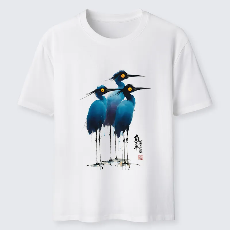 Magmoo Great Blue Heron Ink Painting Classic T-Shirt-Magmoo