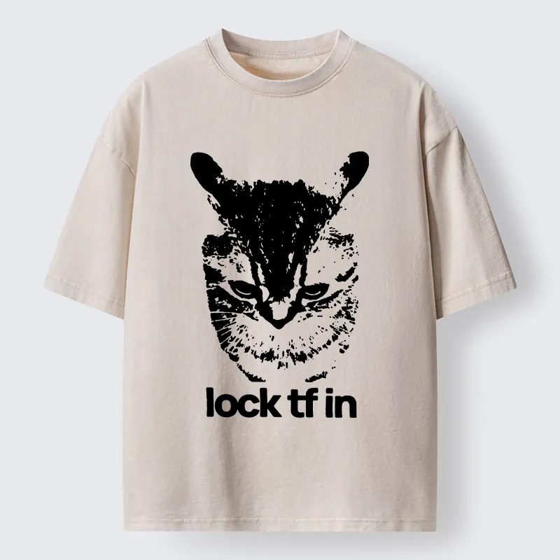 Magmoo Serious Cat Meme Washed T-Shirt-Magmoo