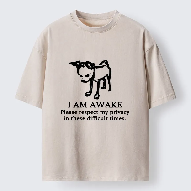 Magmoo Silly Dog Privacy Meme Art Washed T-Shirt-Magmoo