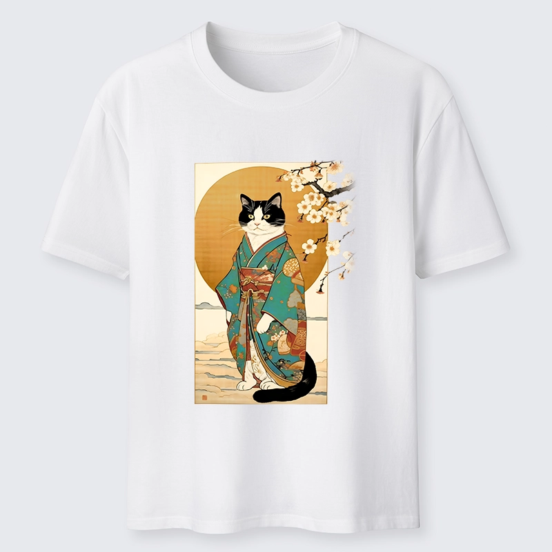 Magmoo Elegant Cat In Traditional Kimono Classic T-Shirt-Magmoo
