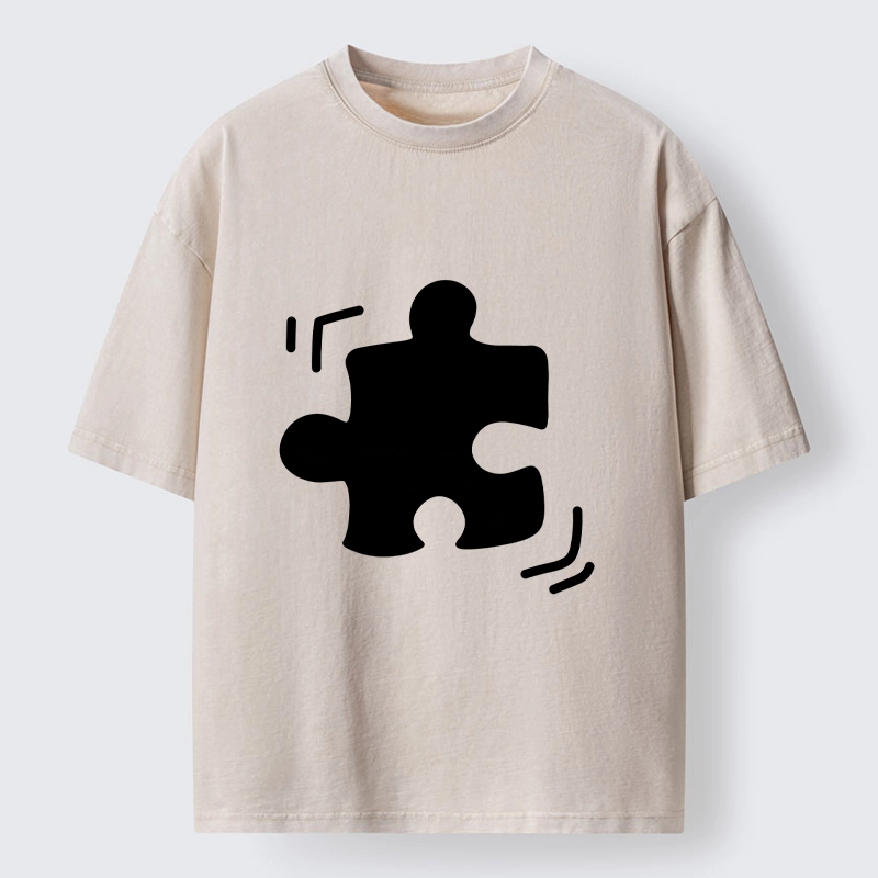 Magmoo Black Puzzle Piece Washed T-Shirt-Magmoo