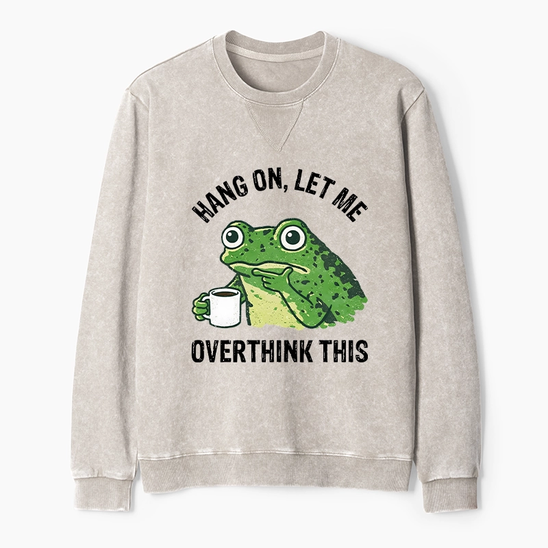Magmoo Overthinking Frog With Coffee Washed Terry Sweatshirt