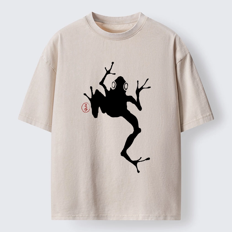 Magmoo Japanese Frog Ink Wash Washed T-Shirt