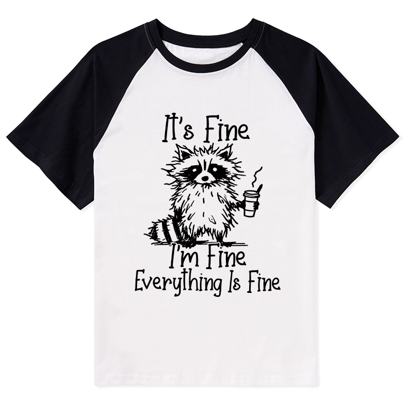 Magmoo Raccoon Fine Meme Raglan T-shirt