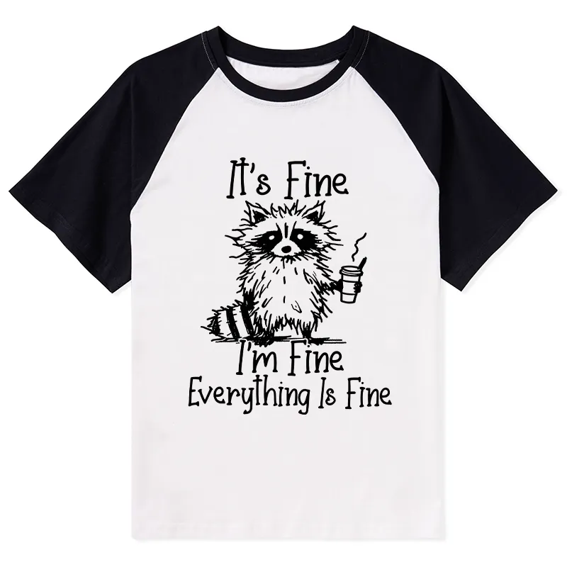Magmoo Raccoon Fine Meme Raglan T-shirt