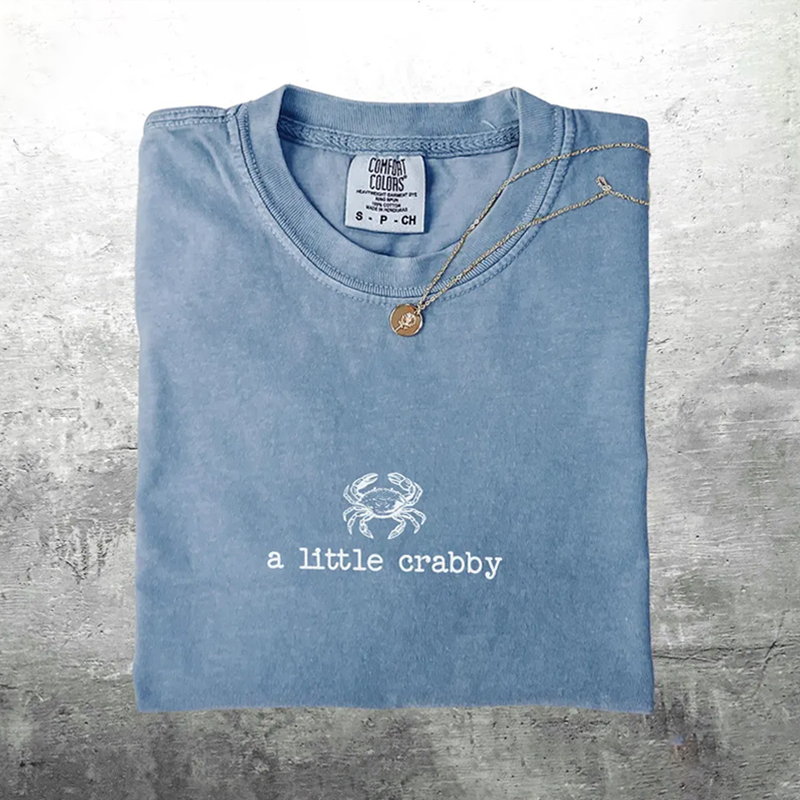 Minimalist Beach A Little Crabby Funny Meme T-shirt-Magmoo