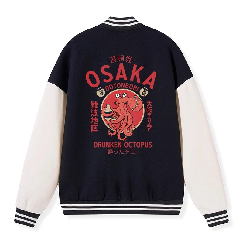 Magmoo Drunken Octopus Japan Embroidery Varsity Jacket