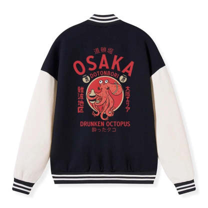 Magmoo Drunken Octopus Japan Embroidery Varsity Jacket