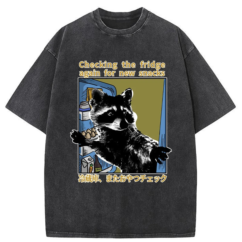 Magmoo Raccoon Looking For Food Washed T-Shirt