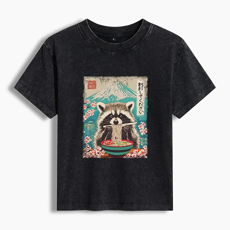 Magmoo Please Give Raccoon A Discount Women's Washed T-shirt