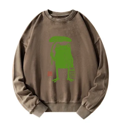 Magmoo Frogs Taking Shelter From The Rain Washed Sweatshirt