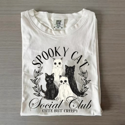 Spooky Cat Social Club Halloween T-shirt-Magmoo