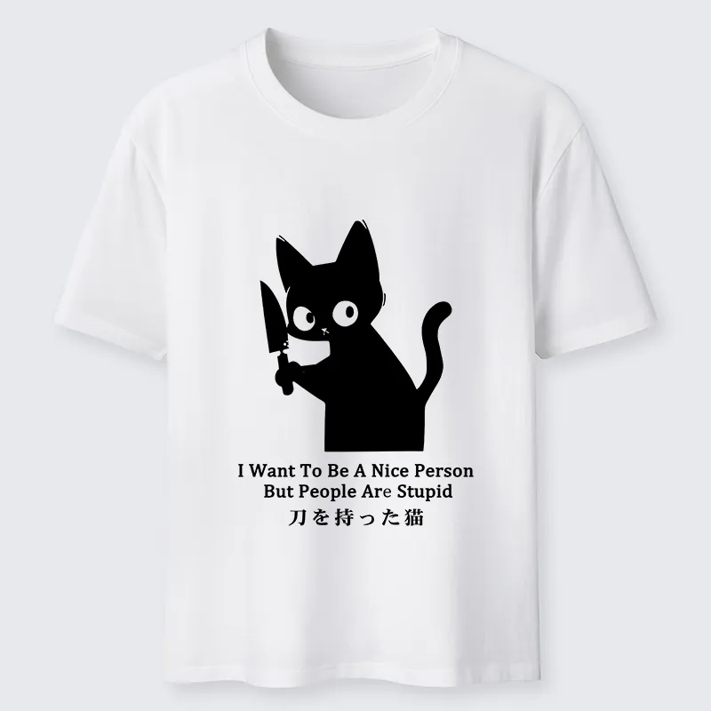 Magmoo Black Cat With A Knife Japan Classic T-Shirt