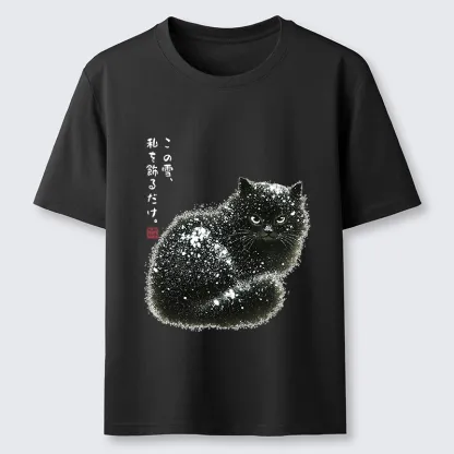 Magmoo Black Cat Adorned By Snow Classic T-Shirt
