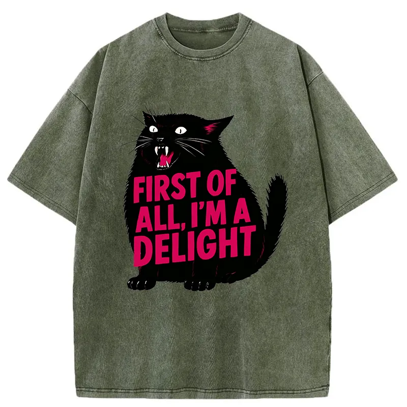Magmoo Roaring Black Cat Washed T-Shirt-Magmoo