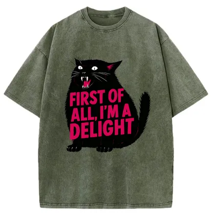 Magmoo Roaring Black Cat Washed T-Shirt-Magmoo