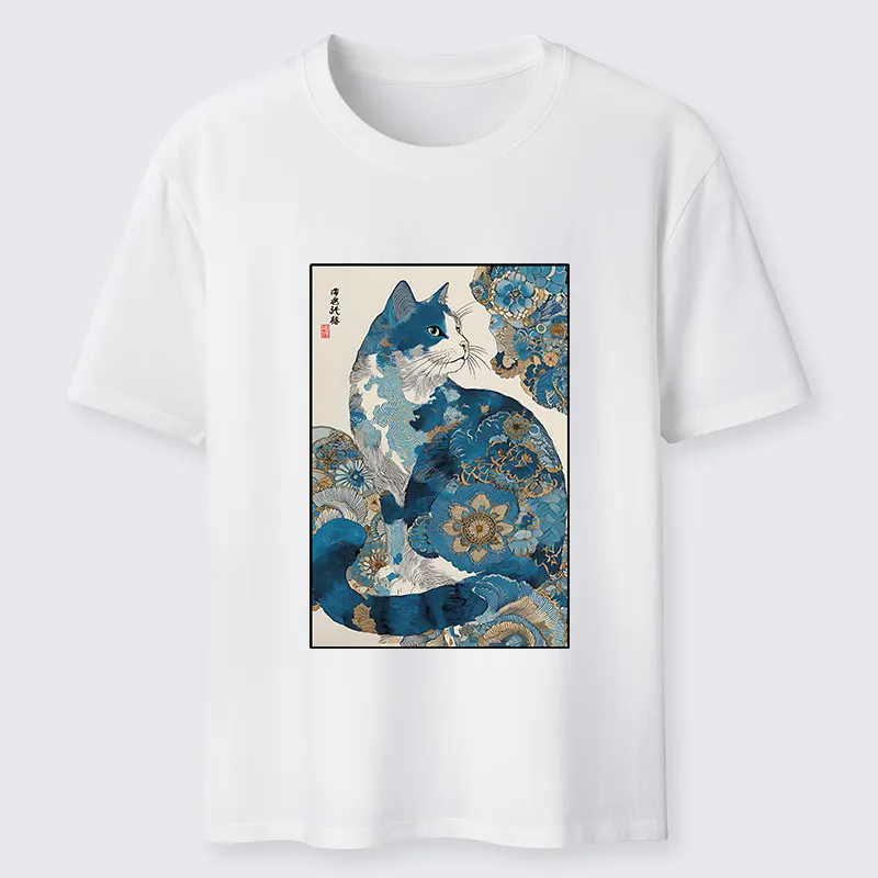 Magmoo Japanese Ukiyo-e Flowers Cat Classic T-Shirt