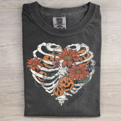 Halloween Floral Rib Cage T-Shirt-Magmoo