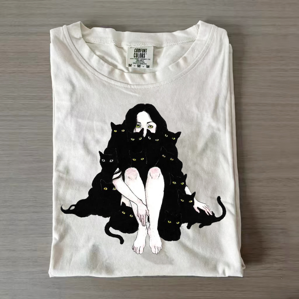 Girl Hugging Black Cats Shirt/Sweatshirt-Magmoo